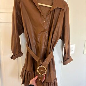 Zara Tan Faux Leather Dress